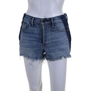 3x1 NYC Womens Button Fly Mid Rise Fringe Denim Short Shorts Blue Size 25